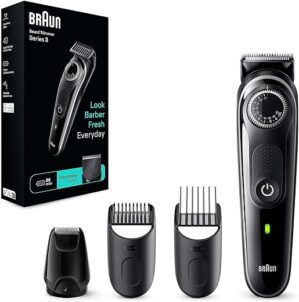 Braun Barttrimmer, Trimmer Herren, mit ultrascharfer Klinge, 40 Längeneinstellungen, wiederaufladbar mit 80 Min. kabelloser Laufzeit, Valentinstag Geschenk für ihn, BT3440