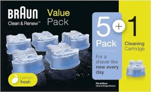 Braun Clean & Renew Reinigungskartuschen für elektrische Rasierer Herren, 5+1er-Pack, Reinigungsflüssigkeit für Elektrorasierer Reinigung