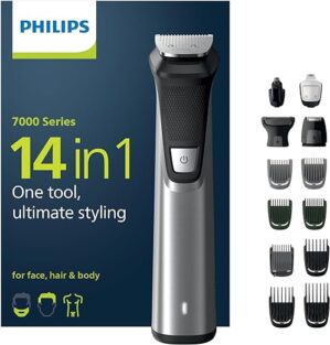 Philips Multigroom Series 7000 14-in-1, für Gesicht, Haare und Körper mit DualCut-Technologie (Modell MG7745/15)